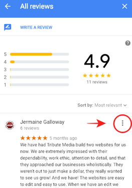 Google review example