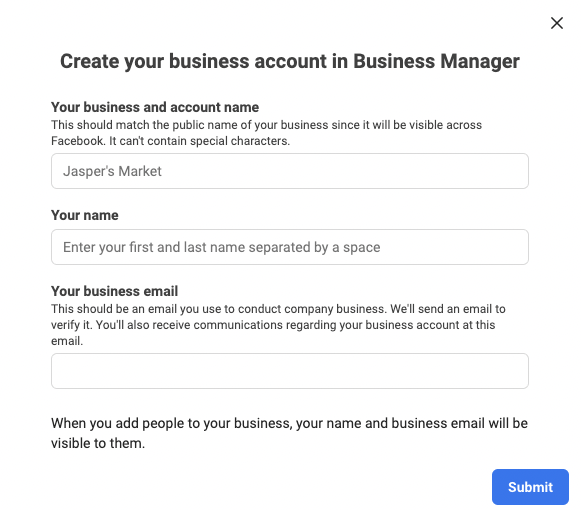 create a business manager Screen Shot 2023-03-06 at 10.22.09 AM