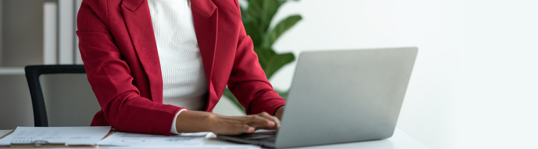 woman sitting at computer