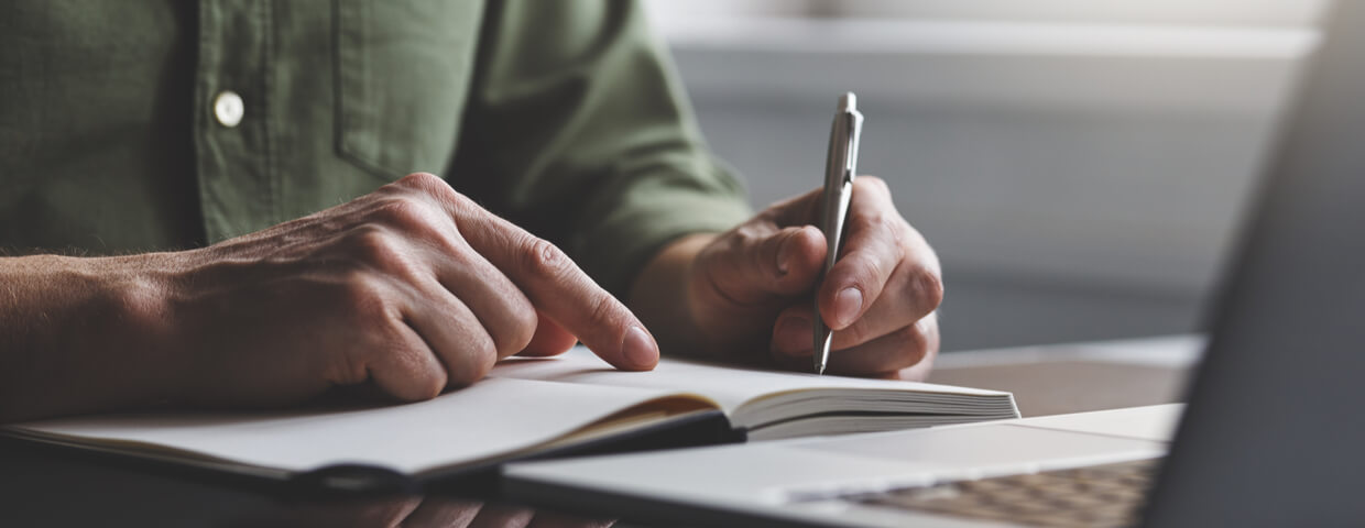 writing content in notebook writing content in notebook